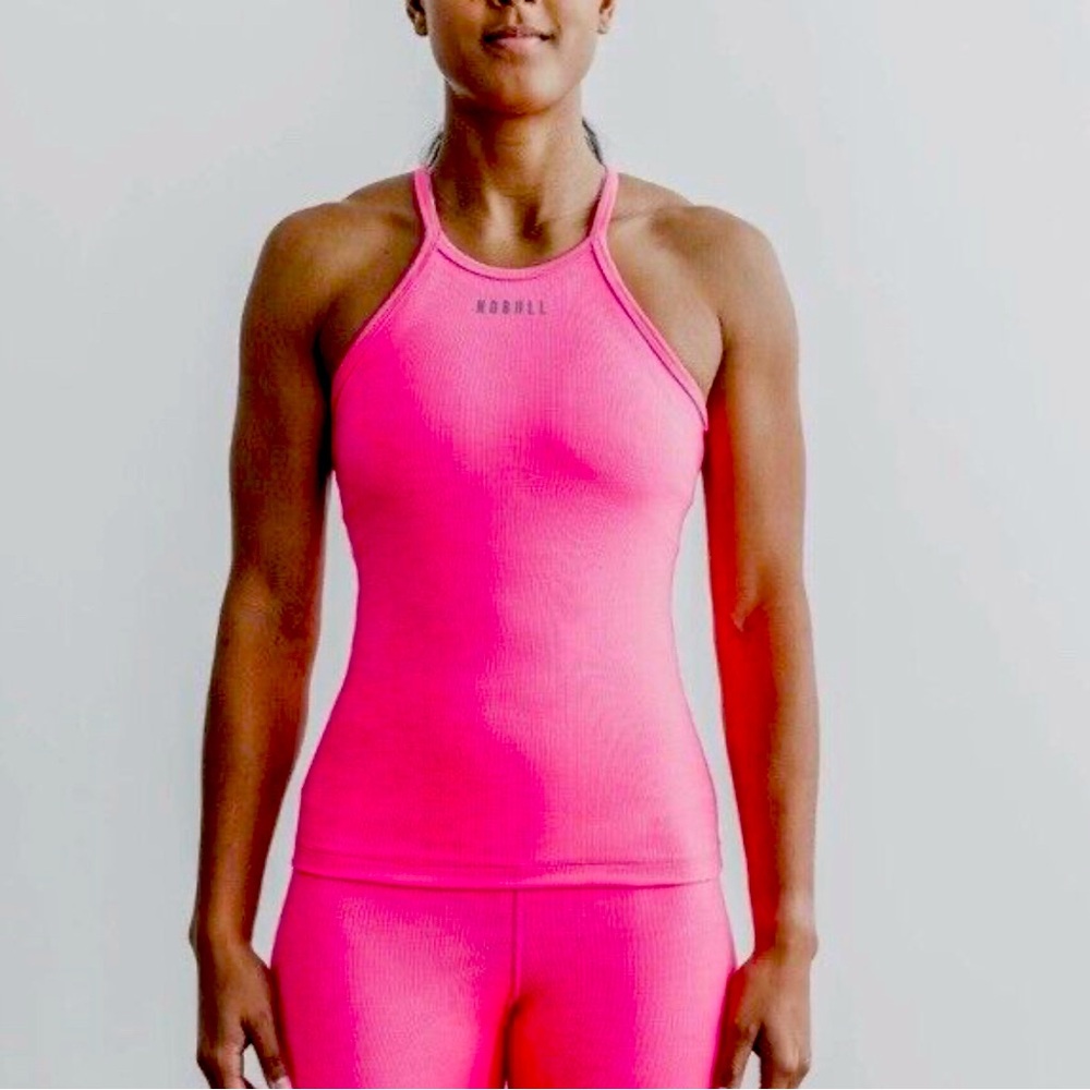 NoBull Neon Hot Pink Ribbed Racerback Tank